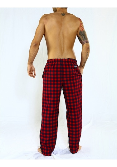 Herrmen Kırmızı Lacivert Kareli Pijama Pantolon