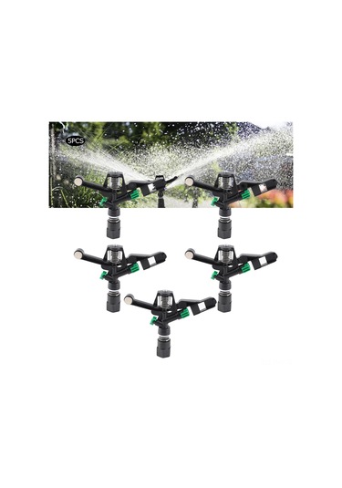 Hangfox 5 Adet Bahçe Çim Alani Döner Suluş Sprinklerı - Bahçe Tarım İçin Kayar Kollü Plastik Sprinkler, Dn20 3/4" Dahili İğne, 10-20m Suluş Çapı