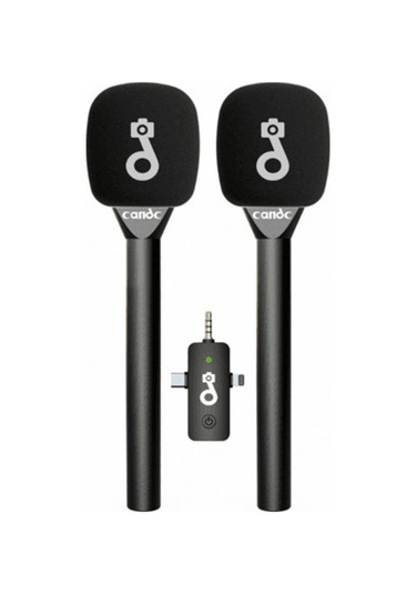 Çift Mikrofonlu Profosyonel Kablosuz Yüksek Kaliteli Ses Kaydı Röportaj Mikrofonu