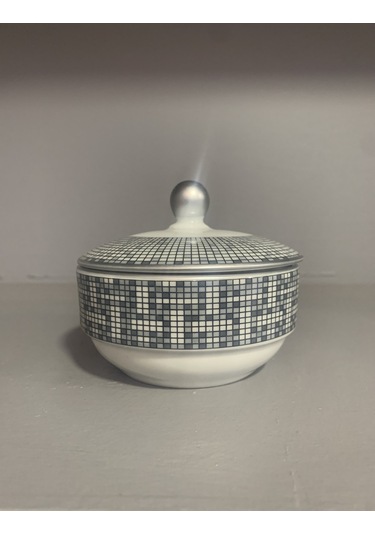 Fermato Porselen Kapaklı Şekerlik Honey Gri Serisi Çok Renkli