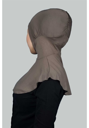 Kadın Tesettür Pratik Boyunluklu Hijab - Sporcu Bone Koyu Vizon