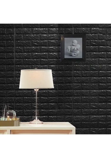 Nw06 Parlak Siyah Kendinden Yapışkanlı 3D Dekoratif Duvar Paneli (469443363)