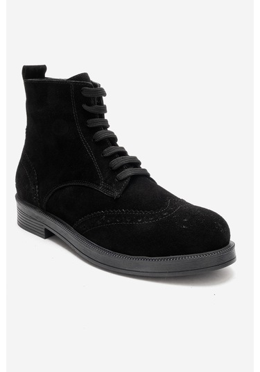 Luvishoes Nelvy Siyah Süet Hakiki Deri Kadın Bot Siyah
