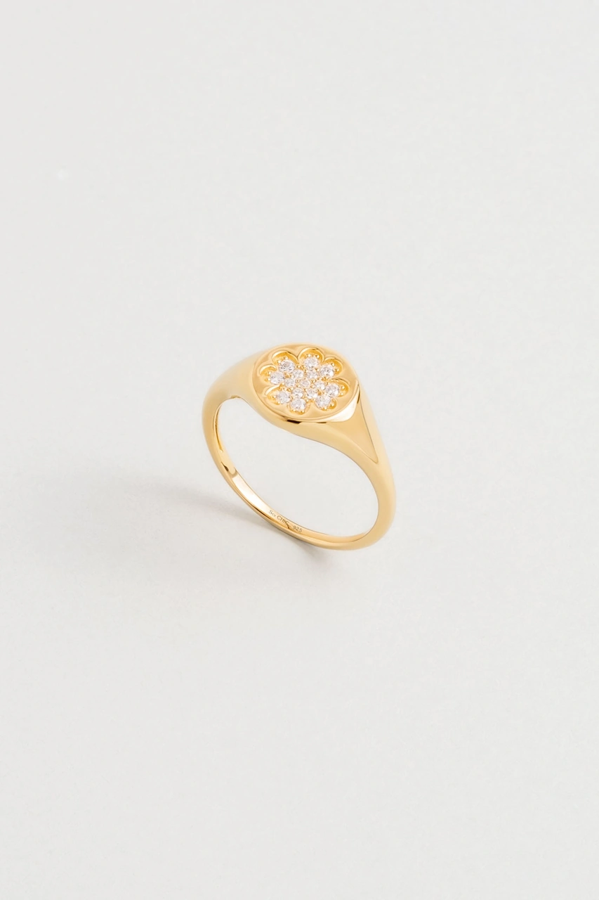 Yonca 18 Ayar Sarı Altın Kaplama Gümüş Minimal Yüzük Sarı