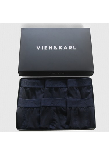 Erkek Lacivert Düz Likralı Boxer Şort 6'Lı Kutu Lacivert