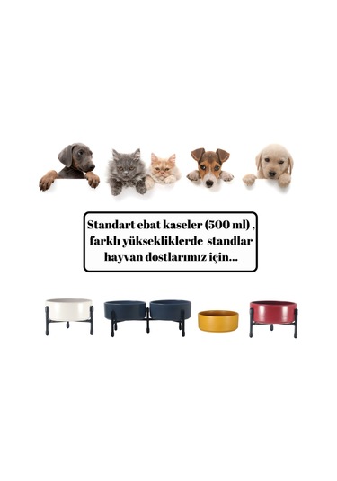 Yılmazel Mama Su Kabı Metal Standı Yüksekliği Ayarlanabilir