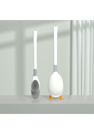 Yifomall Silikon Mavi Ördek Tuvalet Fırçası - Duvar Takılı, Delik Açmayan, Uzun Kollü, Multifonksiyonel Banyo Temizlik Aleti Beyaz Diğer