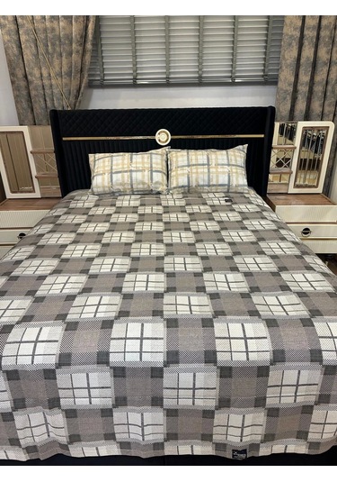 Nivemeshome Kahve Desenli 160x230 Tek Pike Örtüsü Tek Kişilik Kahve