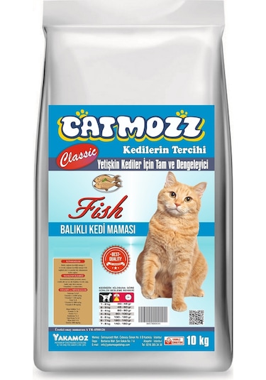 Catmozz Classic Balıklı Yetişkin Kedi Maması 10 KG