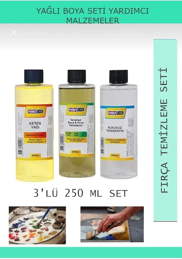 Yağlı Boya Seti Yardımcı Malzemeler 3 X 250 Ml