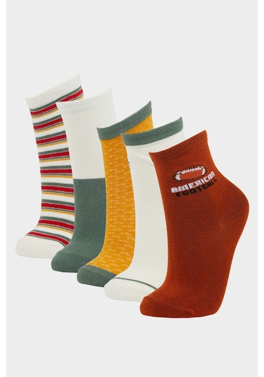 Defacto Erkek Çocuk 5li Pamuklu Uzun Çorap F4719a8nskr1 Çok Renkli