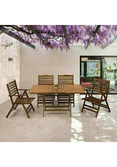 Madrid Atina Ahşap Bahçe Balkon Takımı: 60X80 Masa + 2 Sandalye