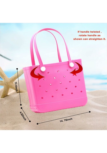 Tenfowee Su Geçirmez Yıkanabilir Plaj Çantası, Dayanıklı Seyahat Çantası, Spor Ve Pazar İçin Pratik El Çantası Yeşil Kirmizi