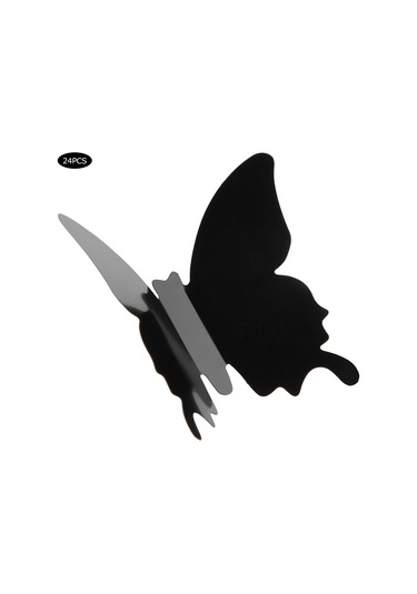 Hangfox 24 Adet Siyah 3d立体 Kelebek Duvar Sticker - Pvc Materyal - Dıy Dekorasyon - Oturma Odası, Yatak Odası İçin Zenginleştirici Diğer