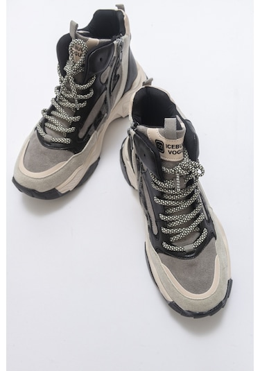 Luvishoes Olıvıa Buz Siyah Multi Kadın Spor Bot Buz Gri - Siyah