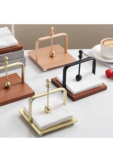 Homyl Peçetelik Metal Dekoratif İçecek Peçete Kutusu Yemek Altın