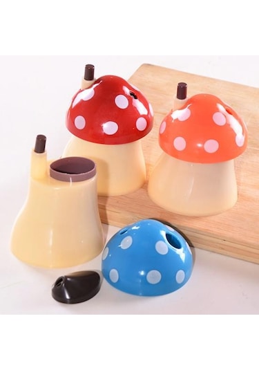 Turuncu Basın Tasarım Otomatik Kürdan Tutucu Toz Geçirmez Büyük Kapasiteli Yaratıcı Mantar Şekilli Masa Kürdan Saklama Kutusu Ev İçin