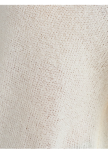 Dilvin 10706 Oval Yaka Yumuşak Dokulu Triko Kazak Ekru