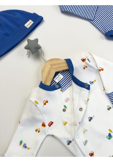 Sezgibaby Kale 4'lü Erkek Bebek Tulum Çoklu Set Mavi