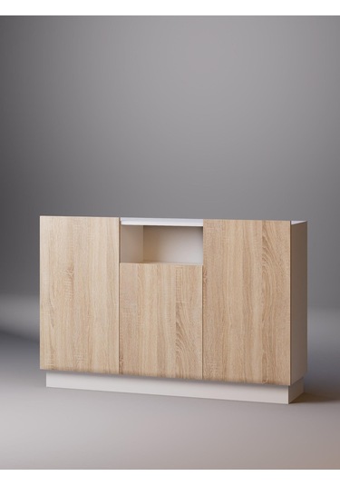 Detamob Lora Konsol, 140cm Beyaz/sonoma & Karbon Gri/sonoma Beyaz