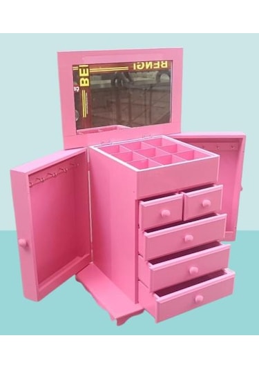 Hobi Takı Kutu Makyaj Şifonyer 90389 Model 9çekmece Parlak Pembe Ahşap Mdf Elyapım Hobi Takı Kutu Makyaj Şifonyer 90389 Model 9çekmece Parlak Pembe Ahşap Mdf Elyapım