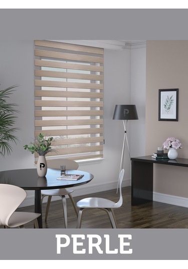 Br Perle Pliseli Sütlü Kahverengi Zebra Perde Yüksek Kalite Alüminyum Kasa Sütlü Kahve