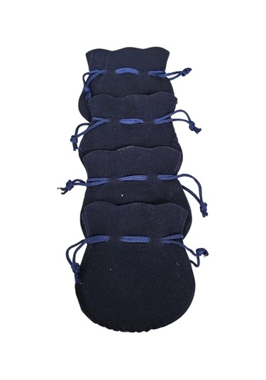 Kadife Kese Lacivert 100 Adet 8x9 2 Boy Takı, Altın Kesesi İpli & Büzgülü