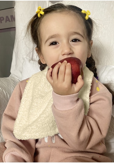 Pamuklu Sıvı Geçirmez Mama Önlüğü Bürümcük-havlu Çift Yönlü M-bej Mavi - Bej