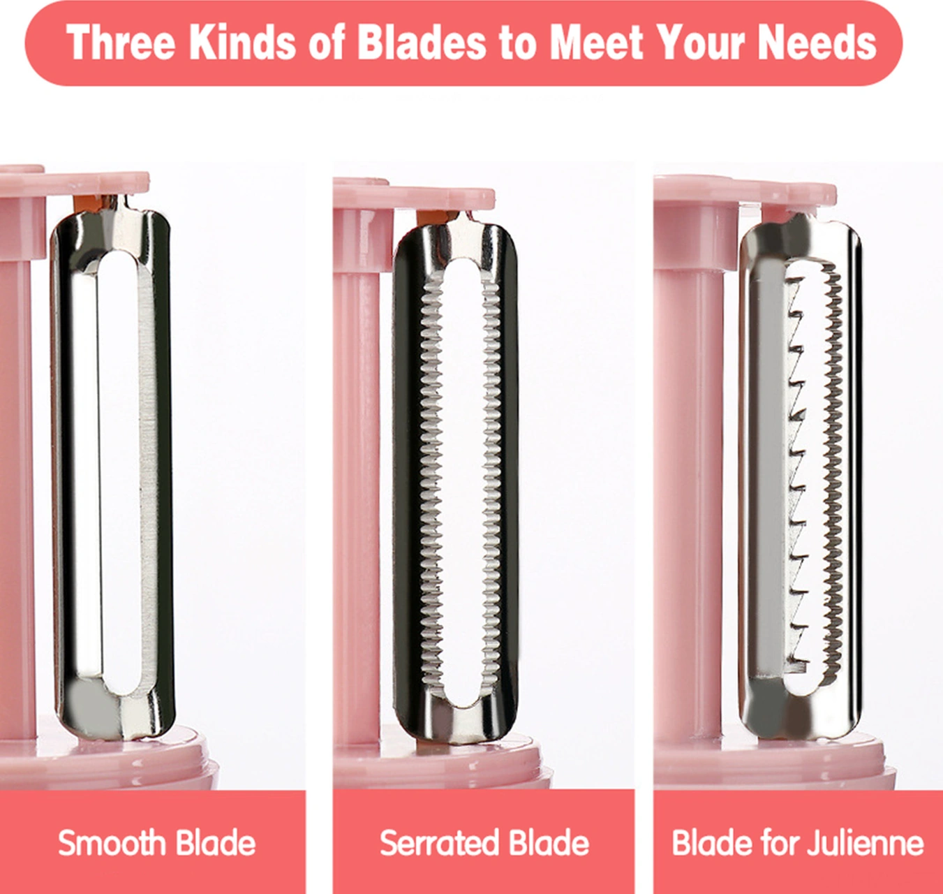 Moveevo Pembe 3'lü Evsel Meyve Sebze Soyucu: Soyma, Dilimleme, İncelleme + Zencefil Değiştirici, 4x14cm, Paslanmaz Çelik Bıçaklı, Abs Kollu, Kapaklı Mutfak Aleti Diğer