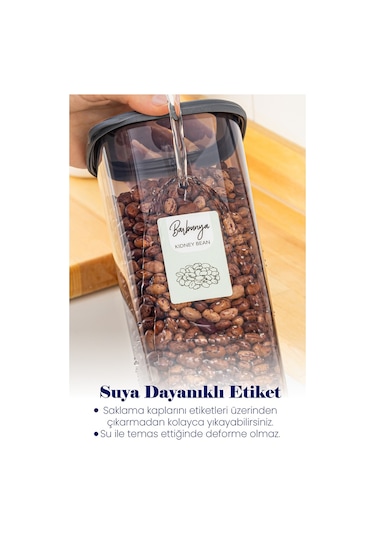 Vienev Renkli Etiketli 12li Peggy Dikdörtgen Baharatlık Seti 800 Ml Antrasit Şeffaf