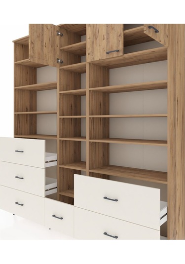 Hyperion Dolap 17 Raflı 6 Çekmeceli 3 Kapaklı 220x44x243 Çam-çam/aytaşı Atlas Çam/aytası