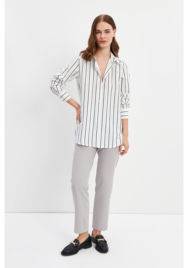 Stella Pulvis Siyah Çizgili Basic Gömlek Siyah