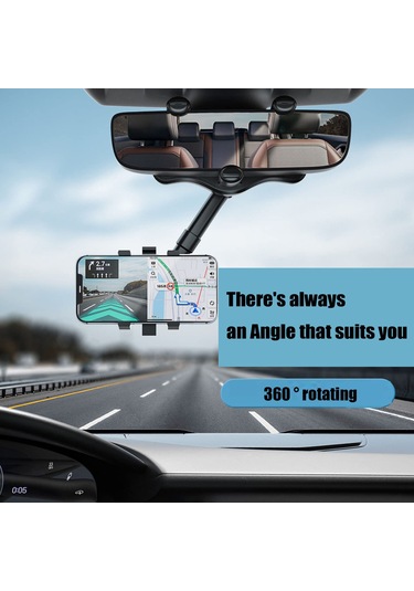 Singree 360 Dönebilen Ve Ayarlanabilen Evrensel Araç Aynası Telefon Tutucu - Tüm Akıllı Telefonlar İçin Siyah