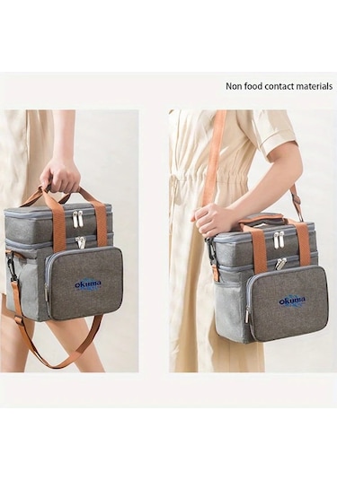 Xuweiwei Okuma Inspıred Fıshıng Navy Blue 1pc Büyük Kapasiteli Fermuarlı Izoleli Balıkçı Çantası Dayanıklı Oxford Hafif Güçlendirilmiş Sap Altın