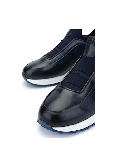 Tamer Tanca Erkek Hakiki Deri Lacivert Casual Ayakkabı 383 6094 Erk Ayk Y24 Lacı Slvr Lacivert - Gümüş