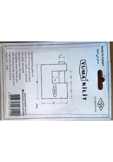 Yuma 80 Mm Kayar Pimli Pirinç Asma Kilit