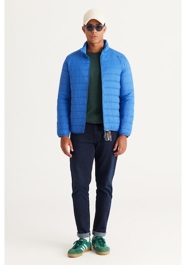 Ac&Co / Altınyıldız Classics Standart Fit Normal Kesim Dik Yaka Erkek Mont Indigo İndigo