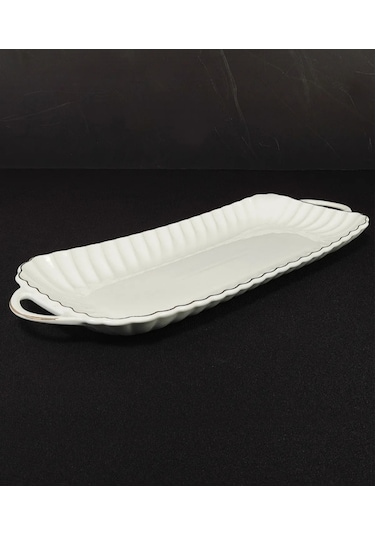 Elta Collection Carmen Dikdörtgen Tepsi 42 16 4 Cm Beyaz
