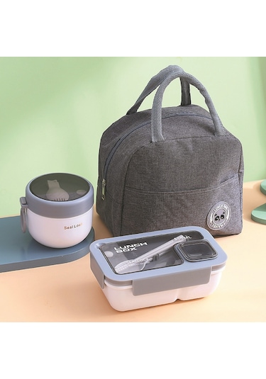 Okullar İçin Uygun Beslenme Çantası Ve Yemek Takımı C-1 Beyaz