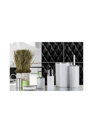 Primanova Lenox Beyaz Banyo Aksesuar Seti 5 Parça Beyaz