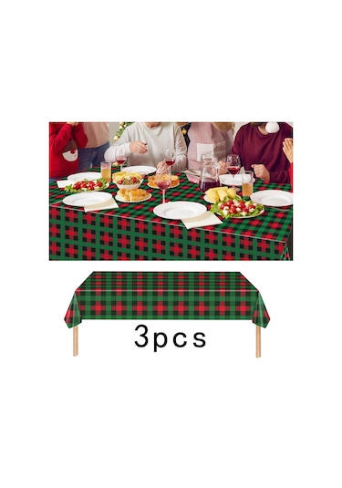 Suntek Yılbaşı Tek Kullanımlık Masa Örtüsü Tatil Su 3 Adet Küçük Kareli