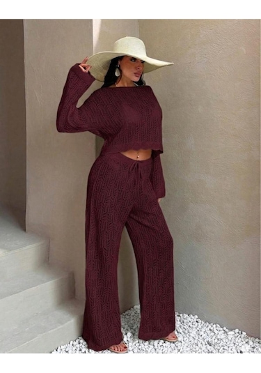 Hidafashion Ajurlu Takım Bordo