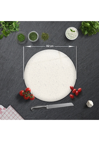 Cam Kesme Tahtası Seramik Desen - Açık Fon Çap32cm