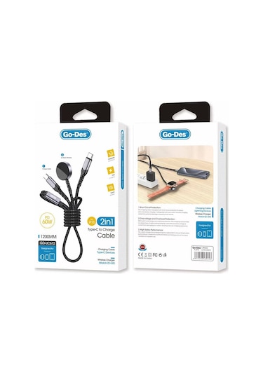 Go Des GD-UC612 2 in 1 Wireless Type-C PD Hızlı Şarj Kablosu