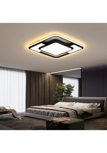 Işık Karesi Tavan Lambası,modern Led Aydınlatma Siyah