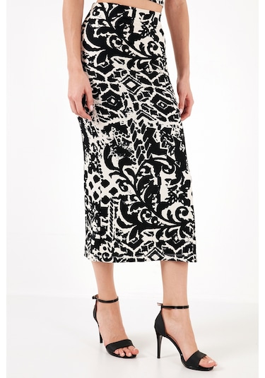 Lela Slim Fit Ip Askılı Yırtmaçlı Midi Alt-Üst Bayan Takım 5865726 Siyah