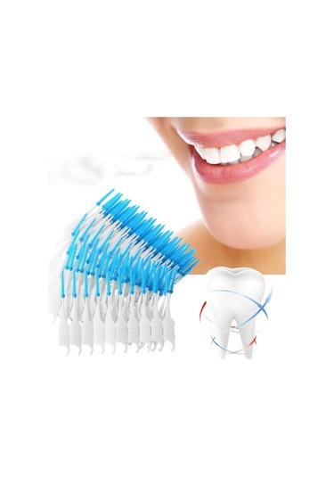 Sones 200 Adet / Kutu Çift Kafa Yumuşak Silikon Spiral Diş İpi Taşınabilir Diş Bakımı Temizleme Aracı