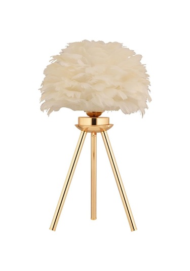 İstanbul Avize Abajur Gold Beyaz Deve Tüylü Abajur Gold