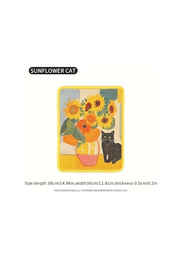 Honeybeeshop Dayanıklı Sisal Duvara Monte Kedi Tırmalama Tahtası Sunflower Yumuşak Kumaşlı İç Mekan Oyun Tırmık Tasarruf Tırmalayıcı Sanatsal Dekor