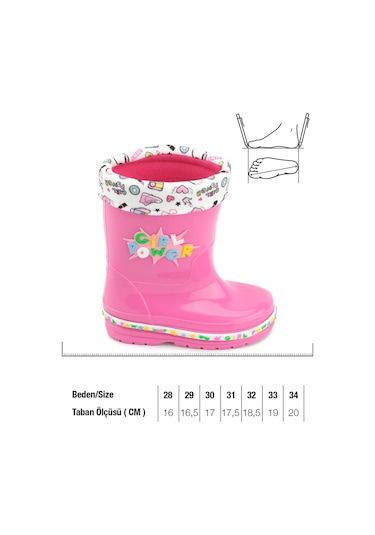 Gezer 00678 Kız Çocuk Termal Astarlı Su Yağmur Geçirmez Çizme Fuşya